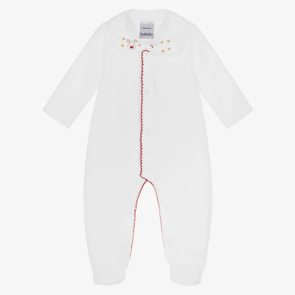 Babidu-Праздничный белый велюровый комбинезон для малышей | Childrensalon Outlet