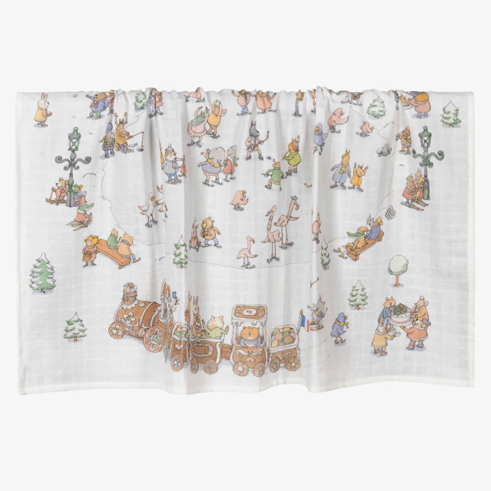 Atelier Choux Paris-White Winter Swaddle (97cm) | Childrensalon Outlet