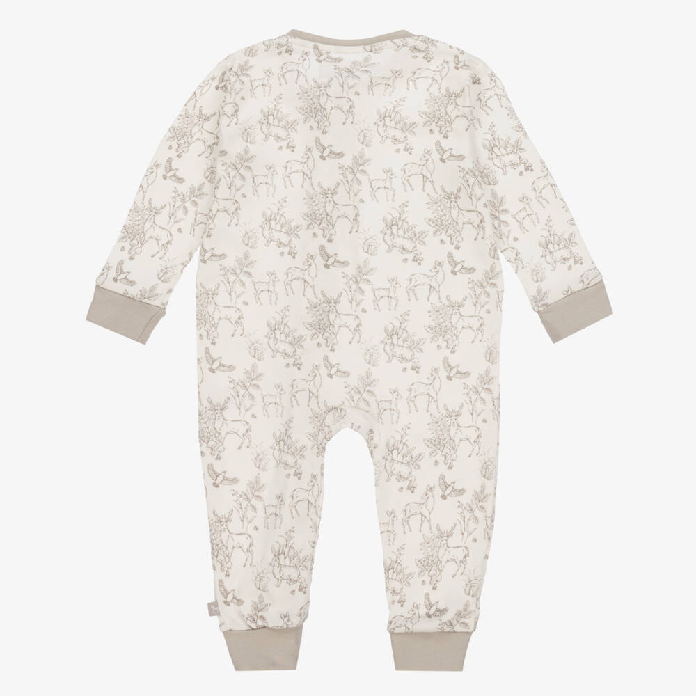 The Little Tailor-White Woodland Print Cotton Romper | Childrensalon Outlet