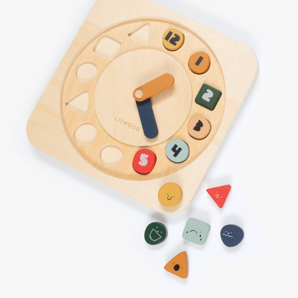 Liewood-Wooden Moods & Time Sorting Clock Activity Board (24cm) | Childrensalon Outlet