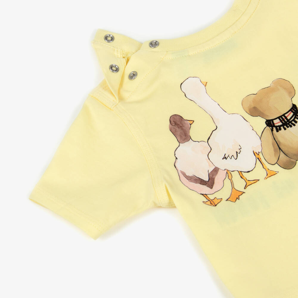 Burberry-Yellow Cotton Thomas Bear & Friends Baby T-Shirt | Childrensalon Outlet