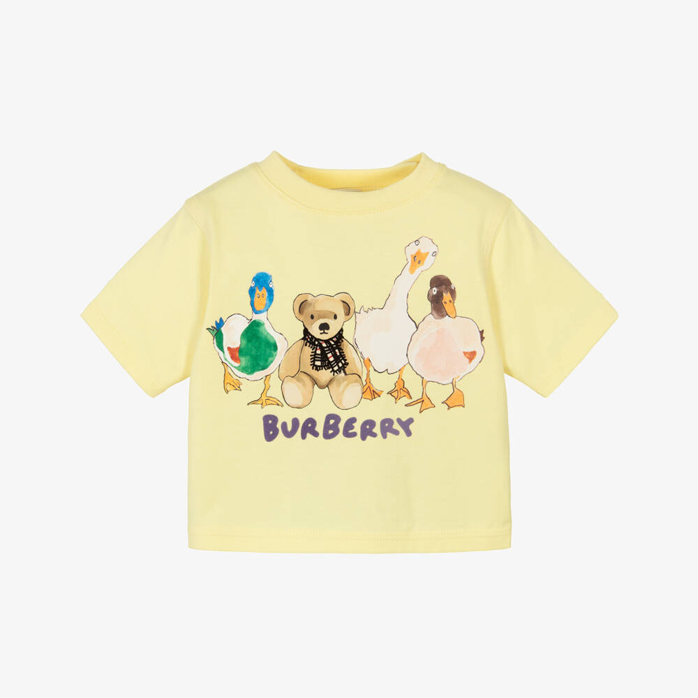 Burberry-Yellow Cotton Thomas Bear & Friends Baby T-Shirt | Childrensalon Outlet