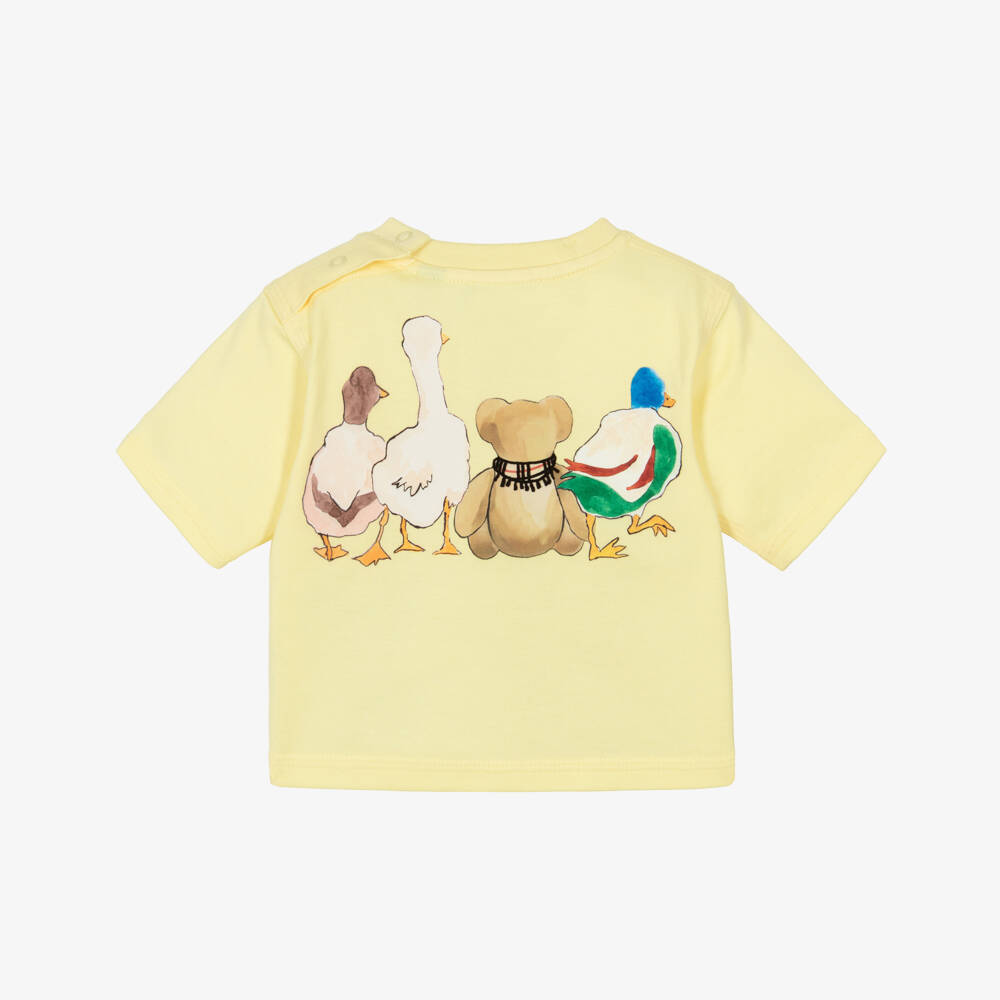 Burberry-Yellow Cotton Thomas Bear & Friends Baby T-Shirt | Childrensalon Outlet