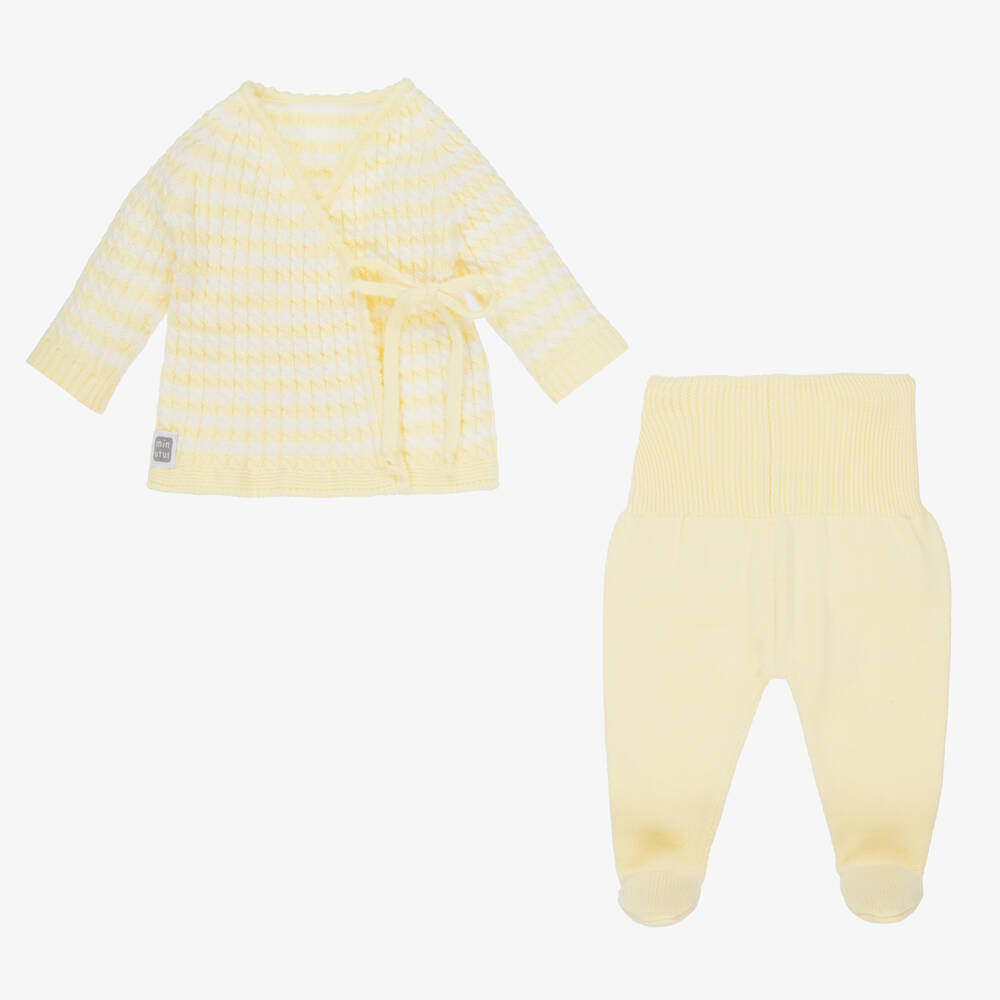 Minutus-Yellow Knit 2 Piece Babygrow | Childrensalon Outlet