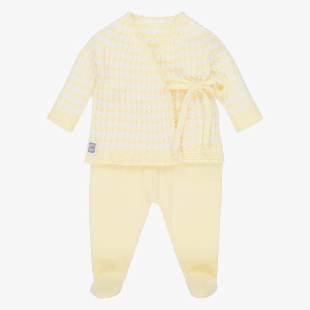 Minutus-Yellow Knit 2 Piece Babygrow | Childrensalon Outlet