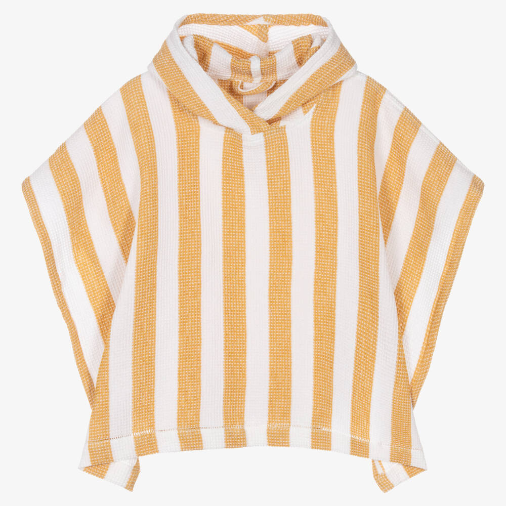Liewood-Yellow Striped Cotton Poncho Towel | Childrensalon Outlet
