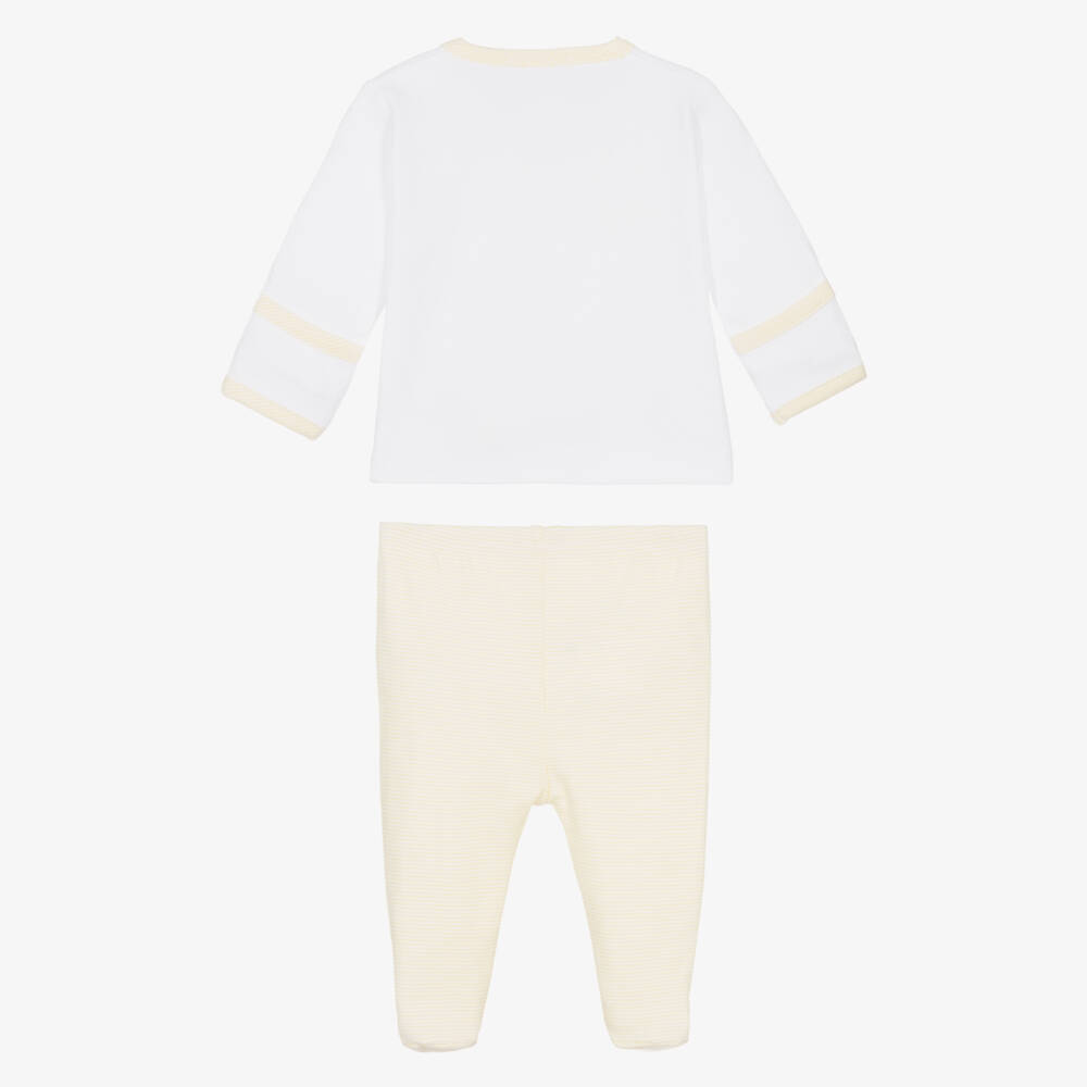 Kissy Kissy-Yellow & White Pima Cotton Baby Duckling 2 Piece Babygrow | Childrensalon Outlet