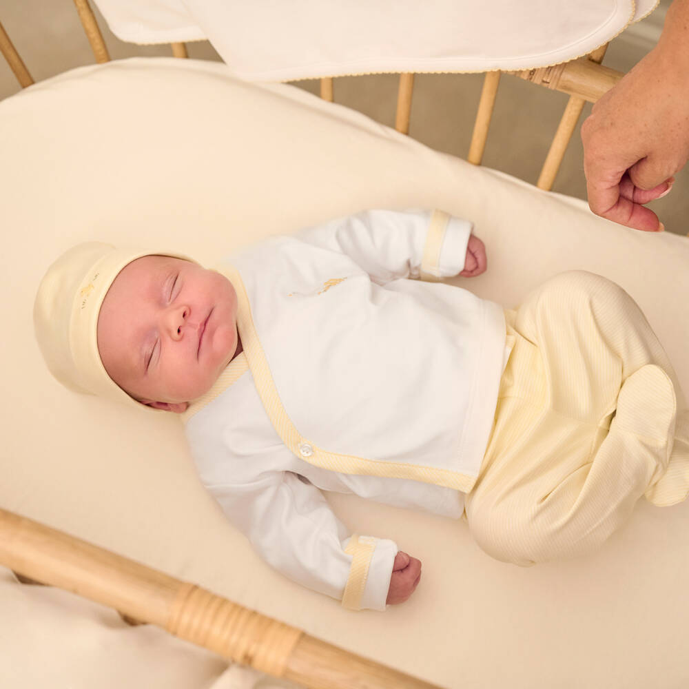 Kissy Kissy-Yellow & White Pima Cotton Baby Duckling 2 Piece Babygrow | Childrensalon Outlet