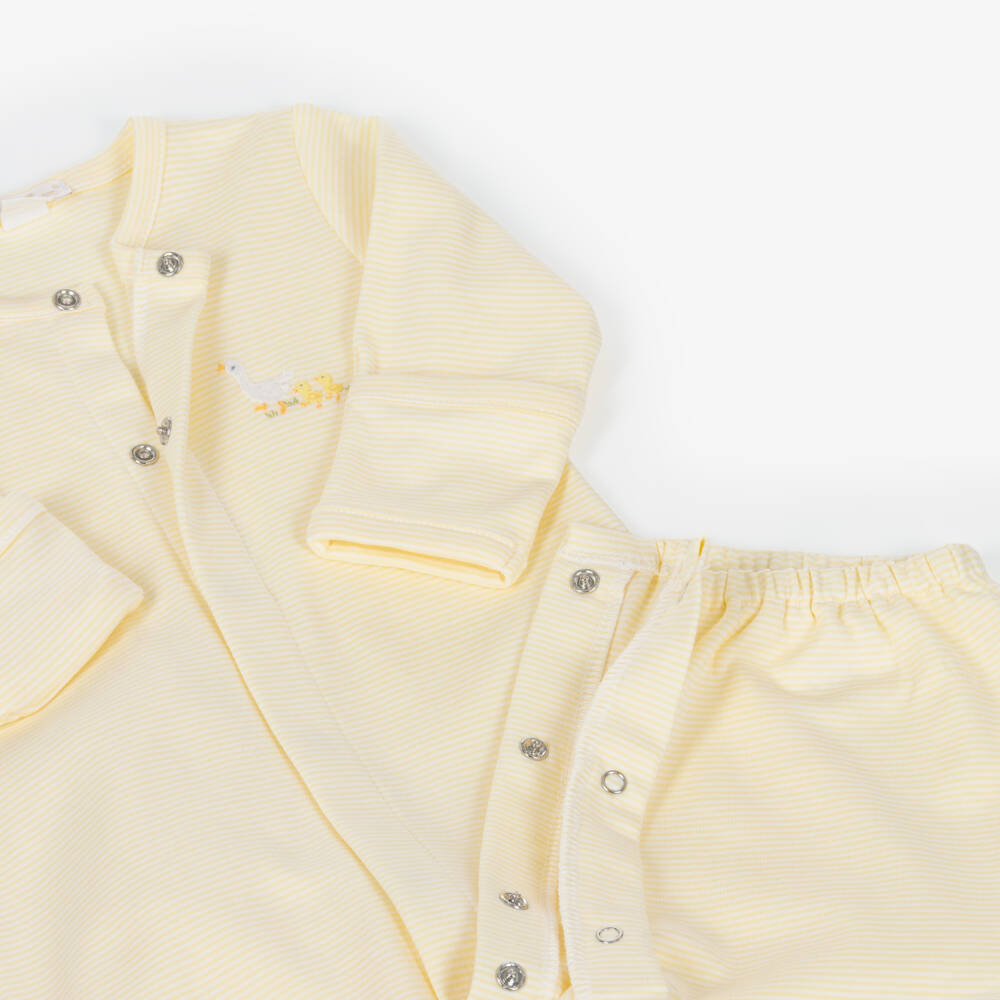 Kissy Kissy-Yellow & White Pima Cotton Baby Duckling Converter Gown | Childrensalon Outlet