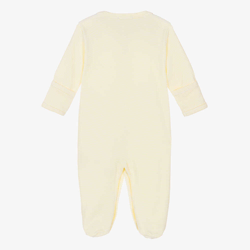 Kissy Kissy-Yellow & White Striped Pima Cotton Baby Duckling Babygrow | Childrensalon Outlet