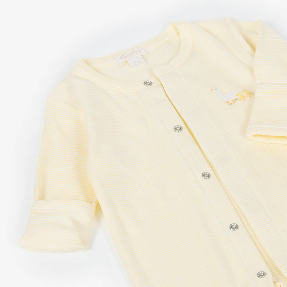 Kissy Kissy-Yellow & White Striped Pima Cotton Baby Duckling Babygrow | Childrensalon Outlet