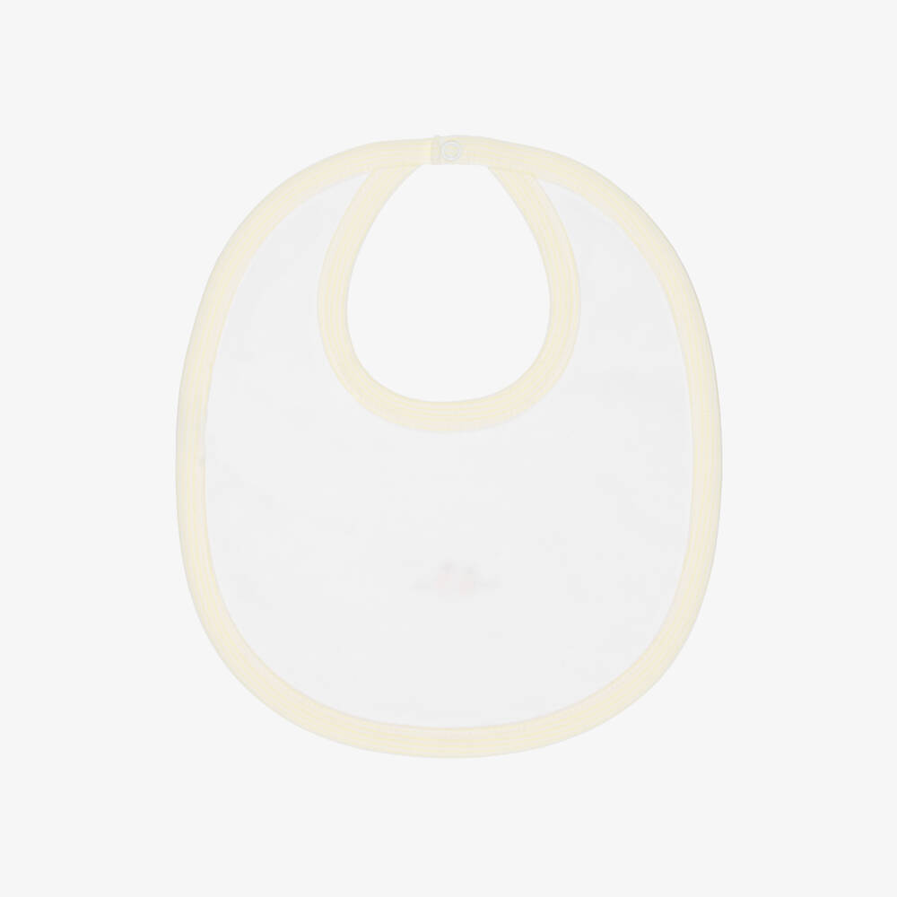 Kissy Kissy-Yellow & White Striped Pima Cotton Baby Duckling Bib | Childrensalon Outlet