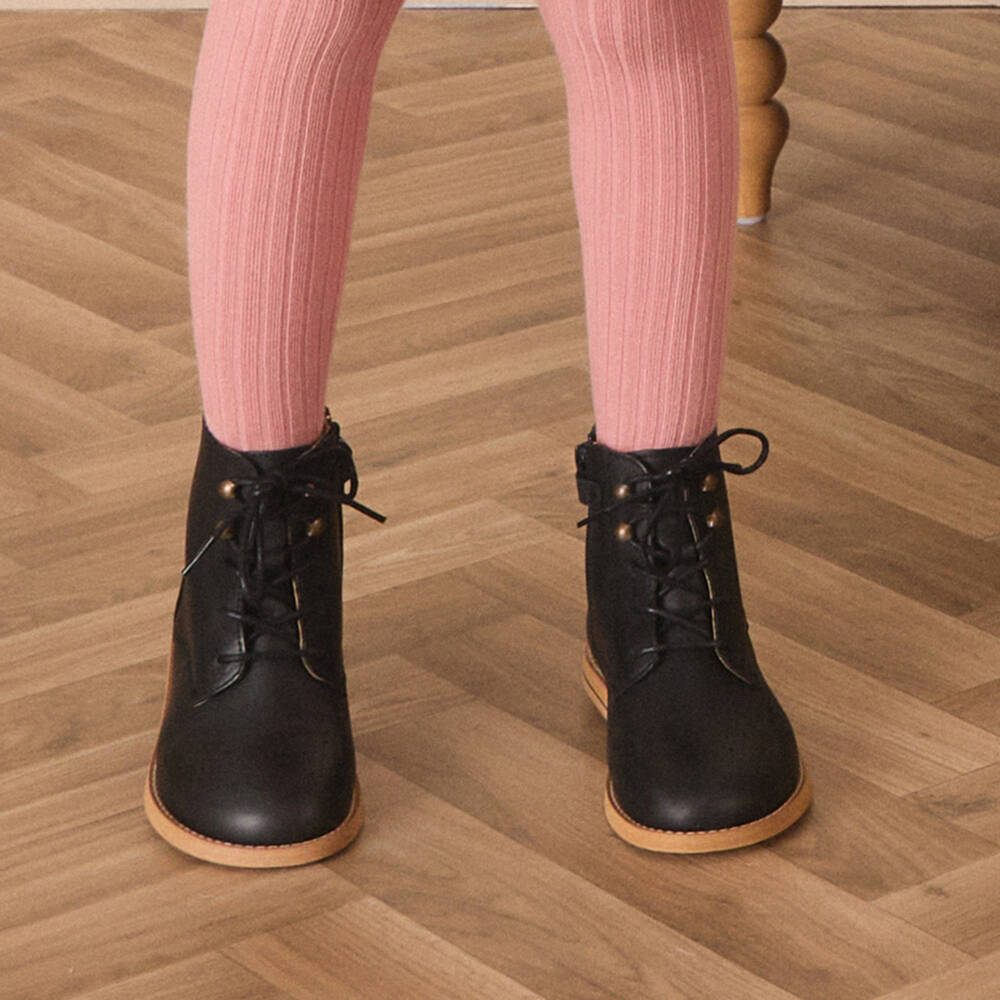 Young Soles-Black Leather Brogue Ankle Boots | Childrensalon Outlet