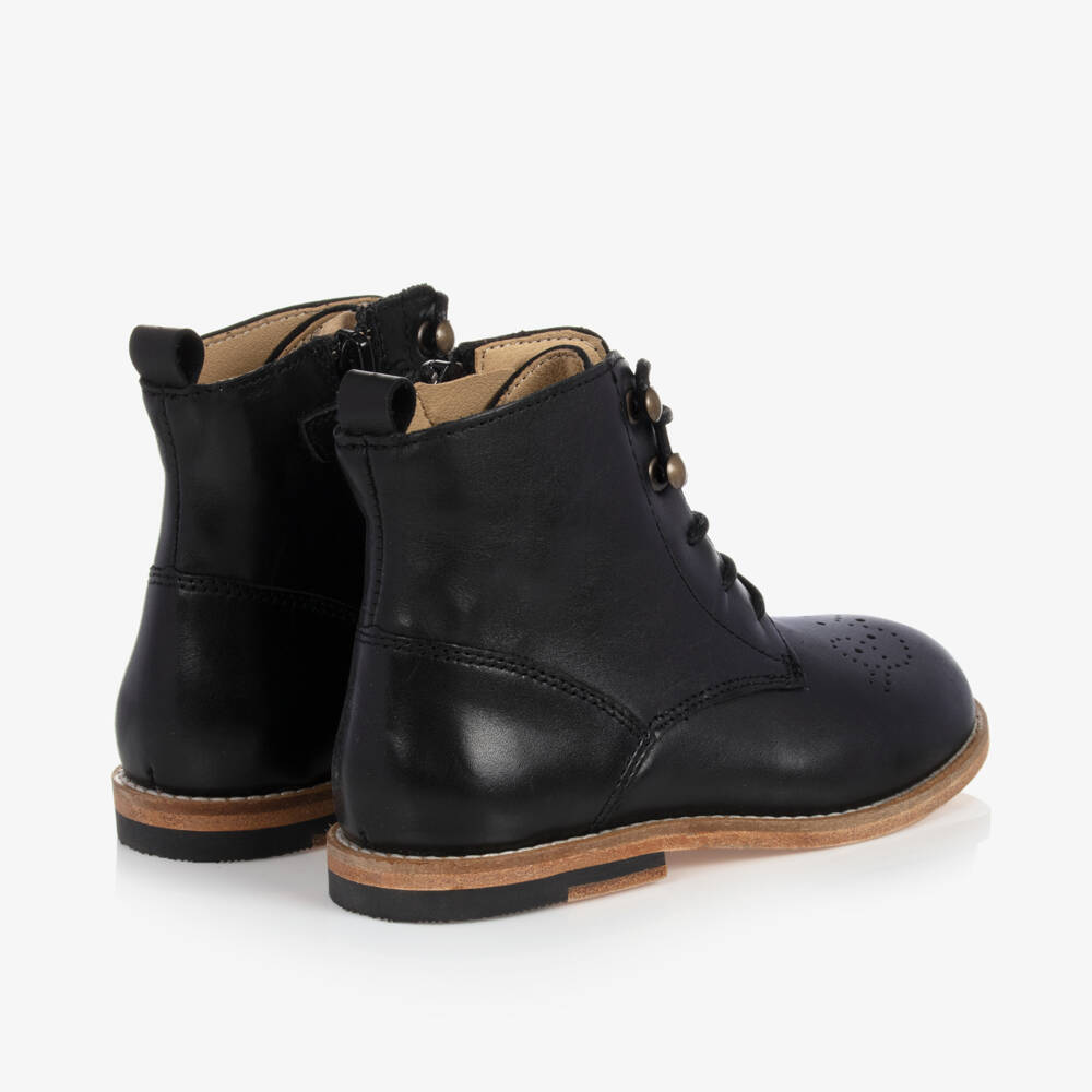 Young Soles-Black Leather Brogue Ankle Boots | Childrensalon Outlet