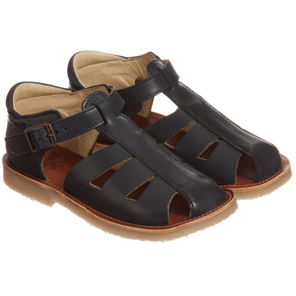 Young Soles - Blue 'Frankie' Leather Sandals | Childrensalon