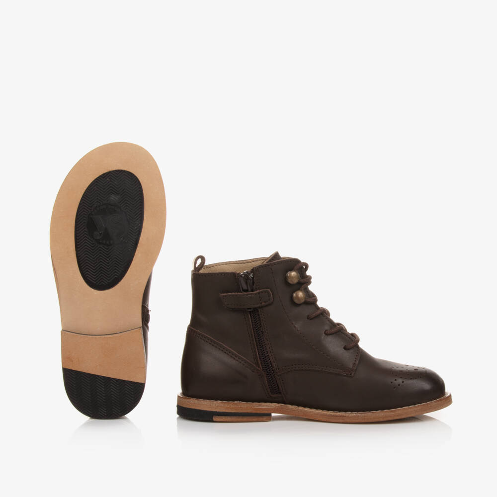 Young Soles-Classic Brown Leather Brogue Boots | Childrensalon Outlet