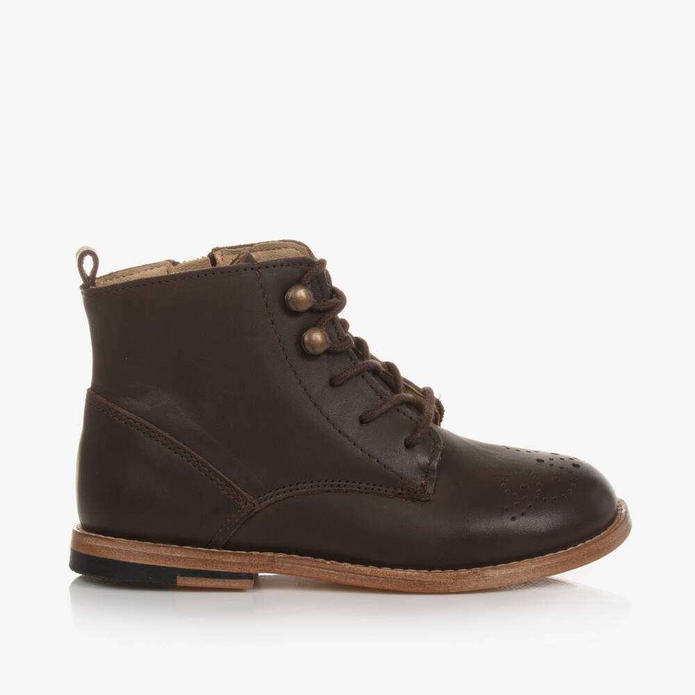 Young Soles-Dark Brown Brogue Ankle Boots | Childrensalon Outlet