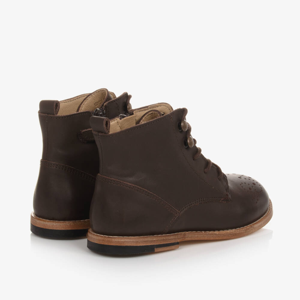 Young Soles-Dark Brown Brogue Ankle Boots | Childrensalon Outlet