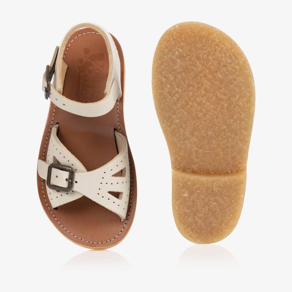 Young Soles-Girls Creamy Leather Strap Sandals | Childrensalon Outlet