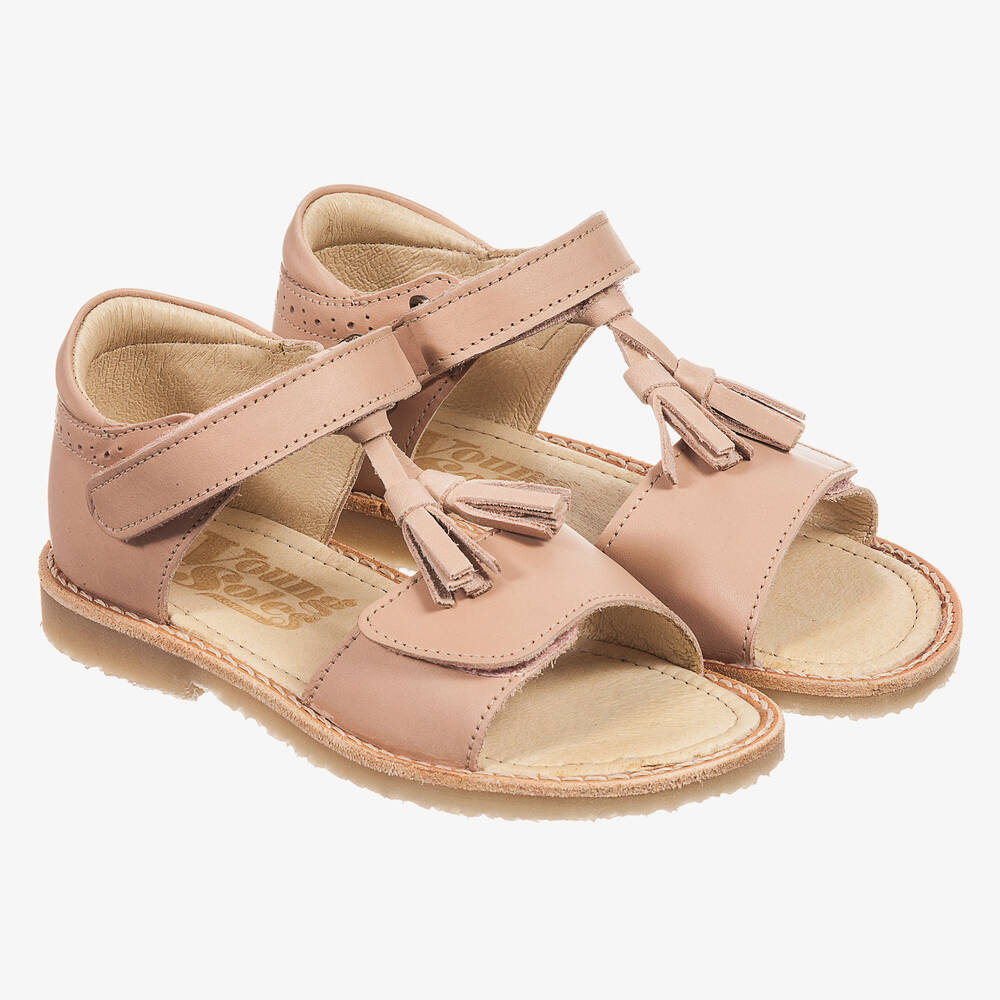 Young Soles - Rosa Flo-Ledersandalen | Childrensalon