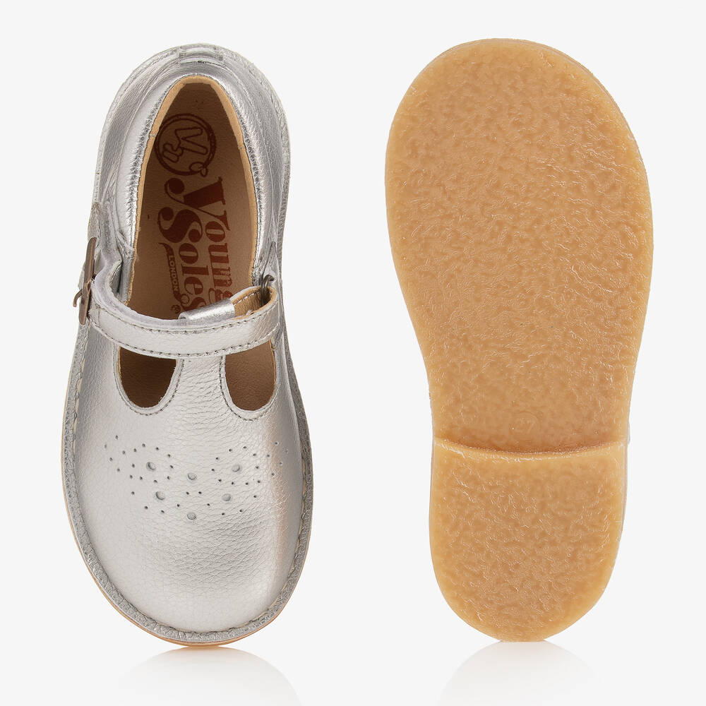 Young Soles-Silver Faux Leather Bar Shoes | Childrensalon Outlet