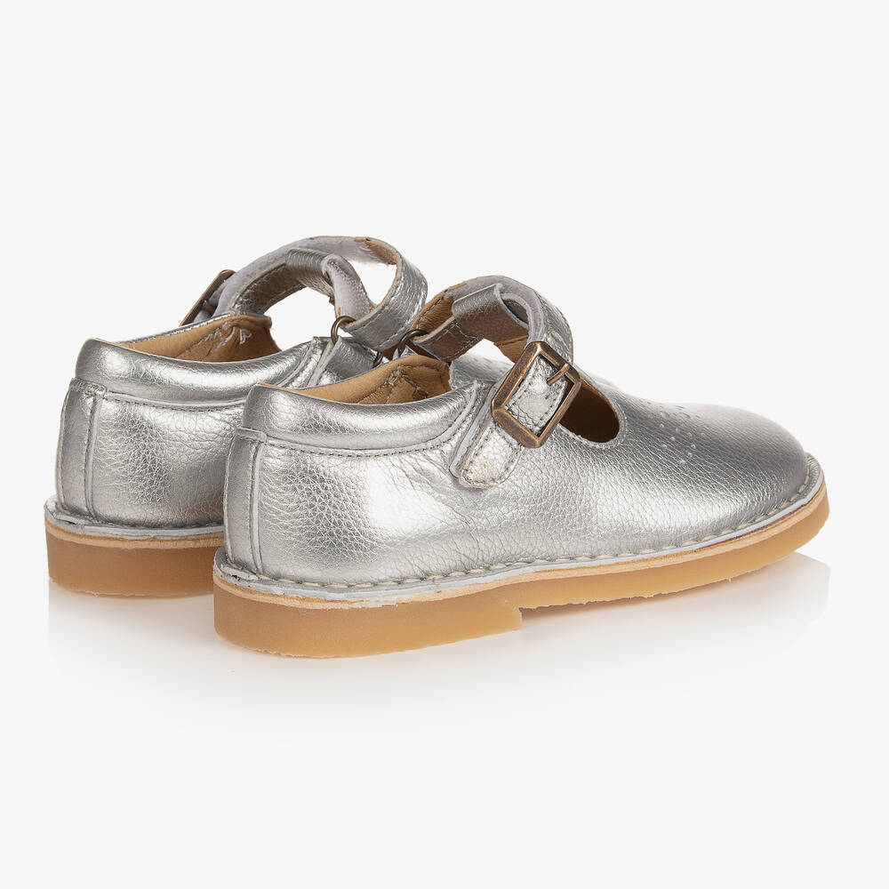 Young Soles-Silver Faux Leather Bar Shoes | Childrensalon Outlet