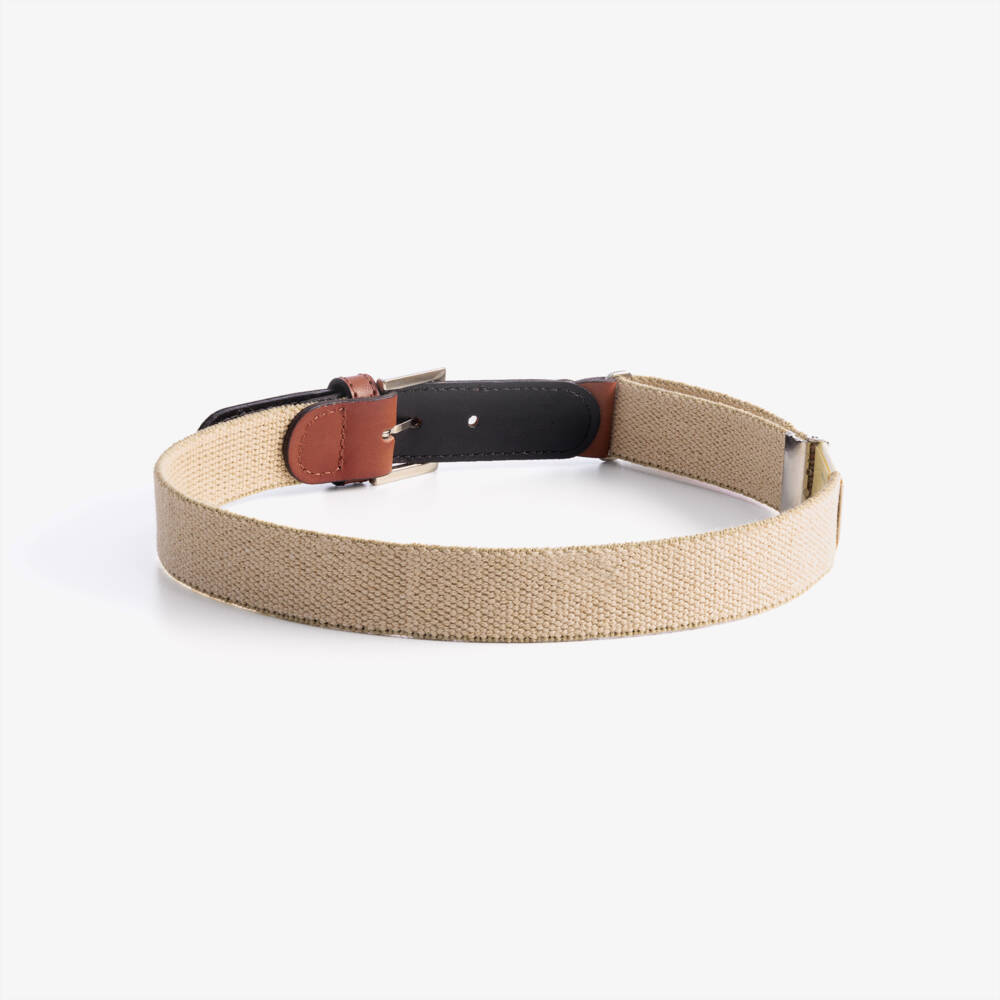 Zaccone-Beige Cotton & Leather Belt | Childrensalon Outlet