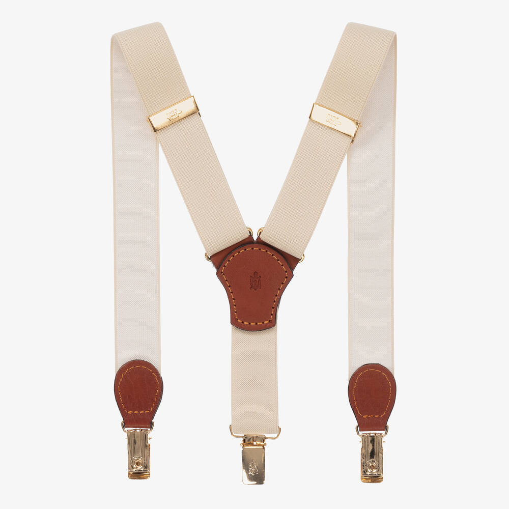 Zaccone-Бежевые подтяжки из хлопка и кожи | Childrensalon Outlet