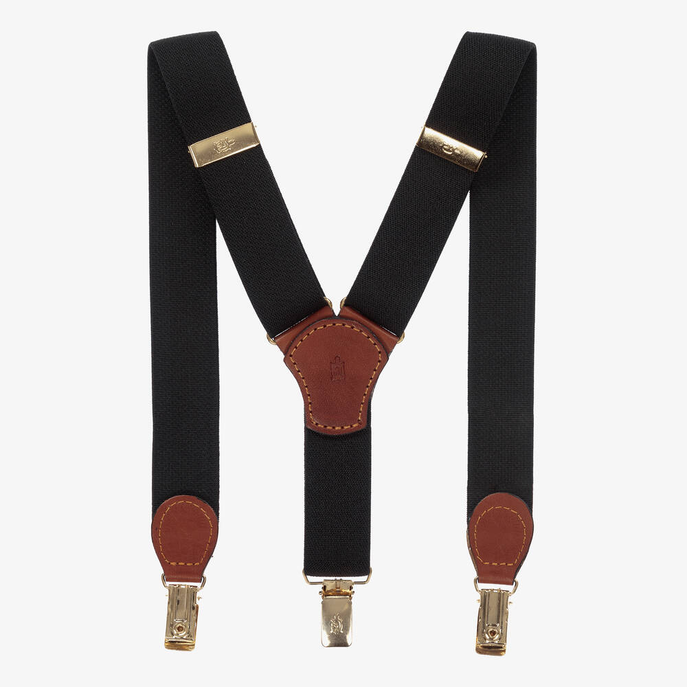 Zaccone-Black Cotton & Leather Braces | Childrensalon Outlet