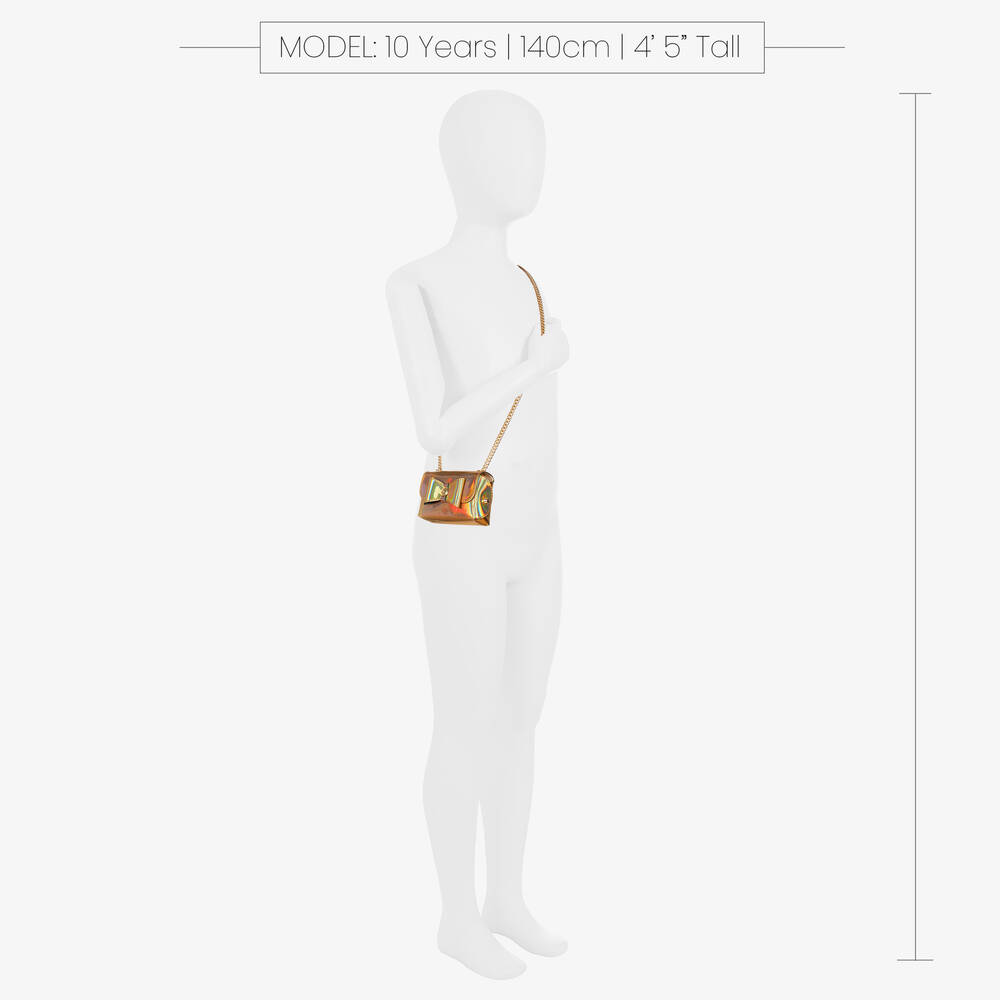 Zaccone-حقيبة كتف جلد صناعي لون ذهبي مزينة بفيونكة (12 سم) | Childrensalon Outlet