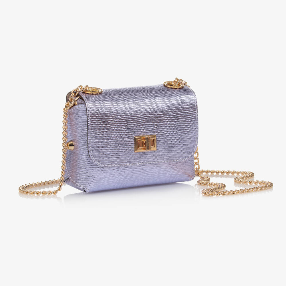 Zaccone-Girls Metallic Purple Shoulder Bag (14cm) | Childrensalon Outlet