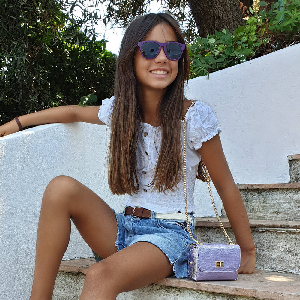 Zaccone-Girls Metallic Purple Shoulder Bag (14cm) | Childrensalon Outlet