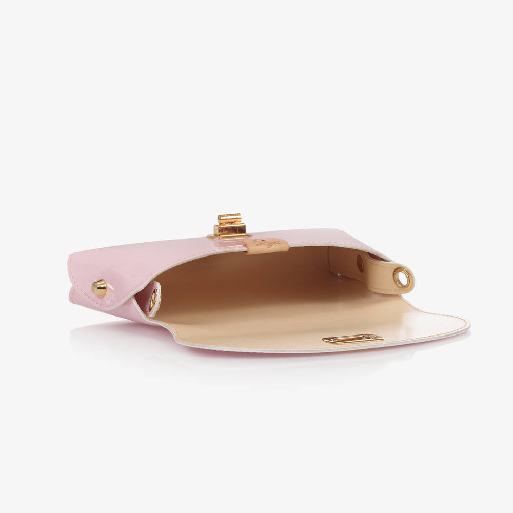 Zaccone Girls Pink Patent Leather Bag 18cm Childrensalon Outlet