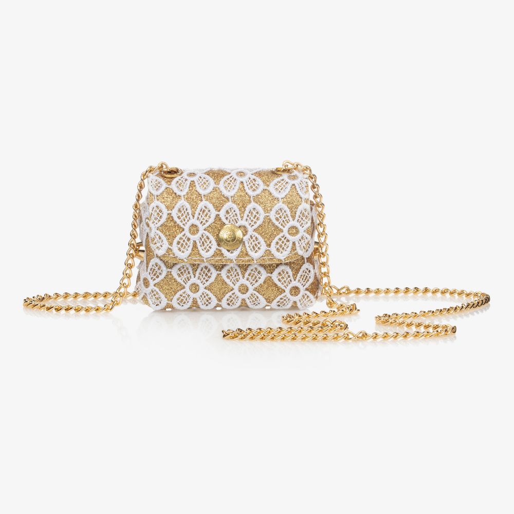 Zaccone - Золотистая сумка через плечо с кружевом (8 см) | Childrensalon
