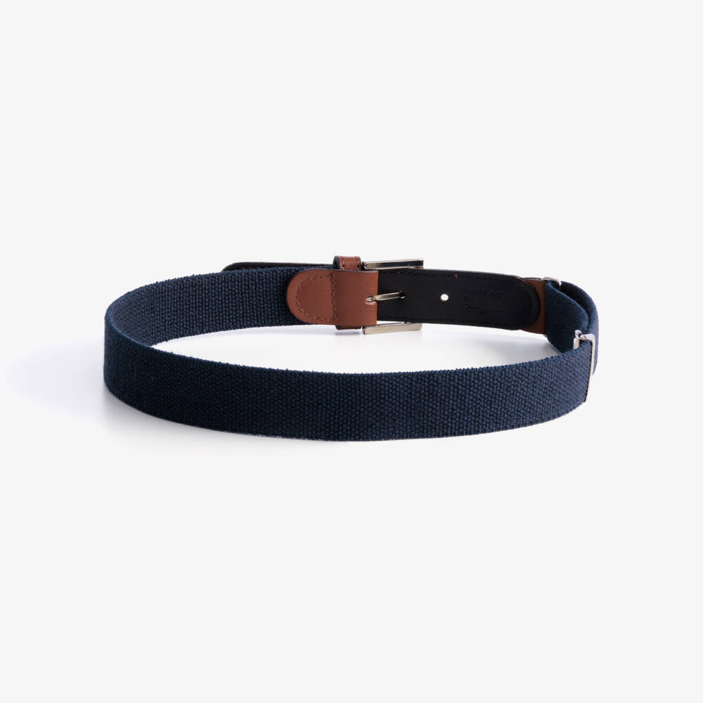 Zaccone-Navy Blue Cotton & Leather Belt | Childrensalon Outlet