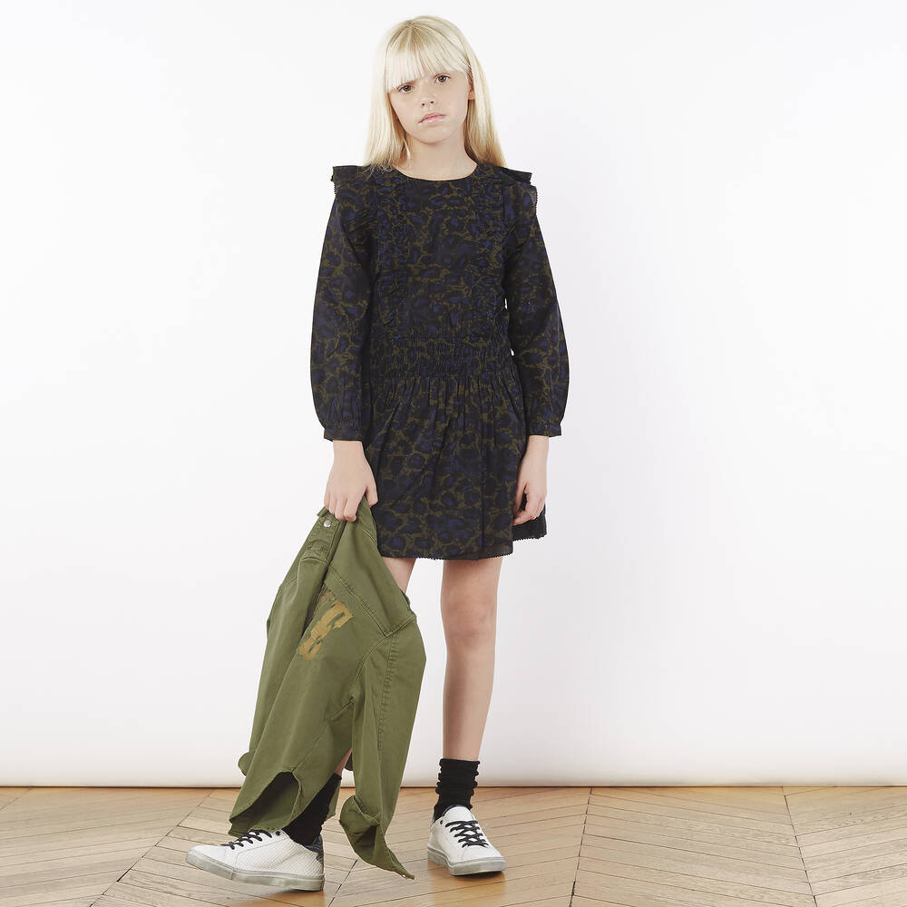 Zadig&Voltaire-فستان فيسكوز بطبعة كاموفلاج لون أسود و كحلي | Childrensalon Outlet
