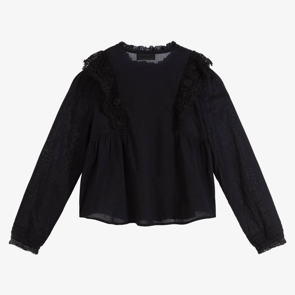 Zadig&Voltaire-Black Cotton & Lace Blouse | Childrensalon Outlet