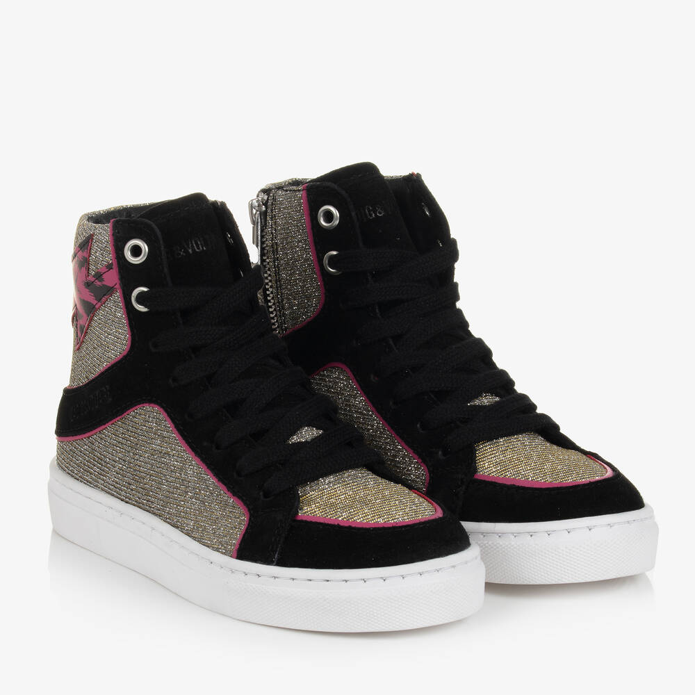 Zadig&Voltaire - Black Leopard High-Top Trainers | Childrensalon