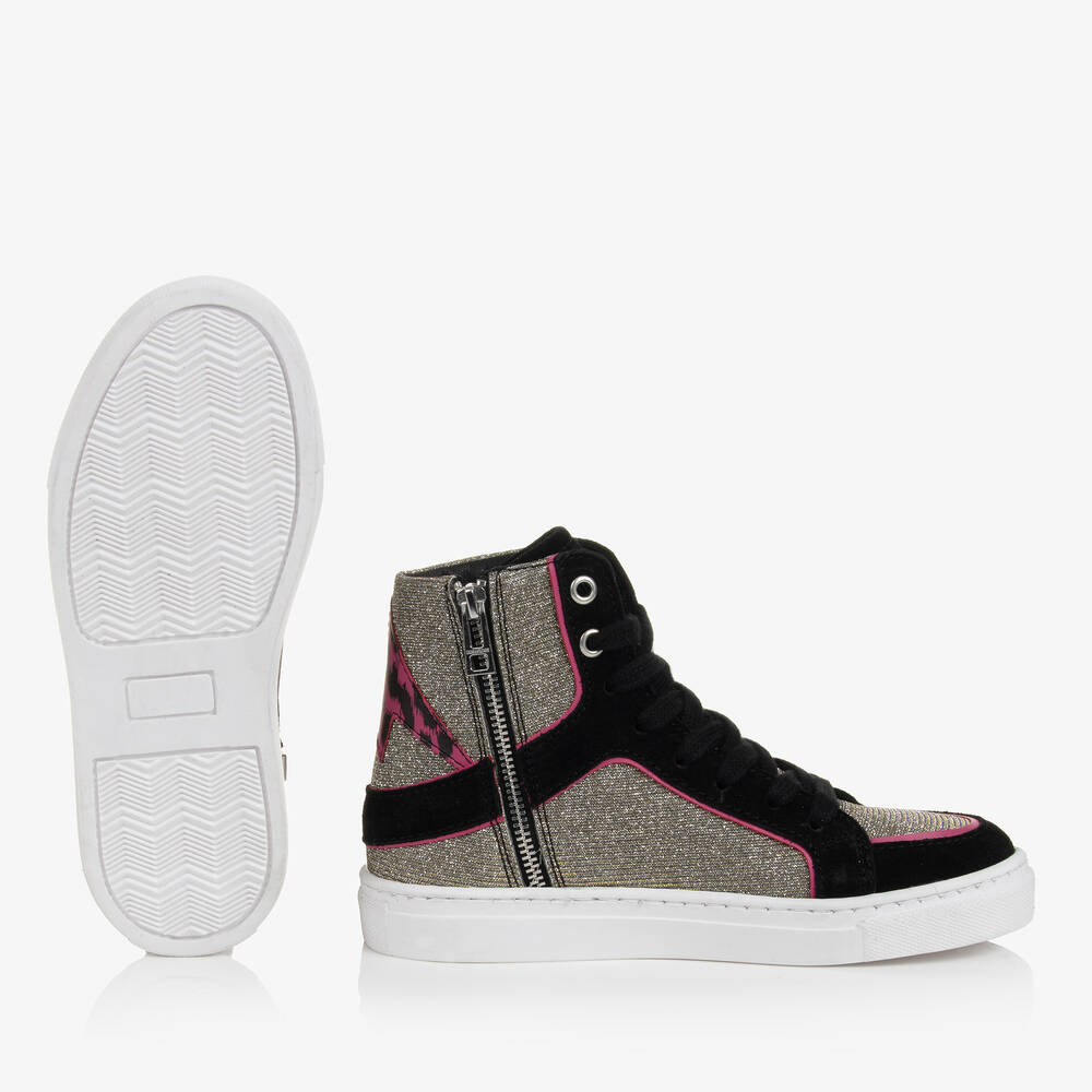 Zadig&Voltaire-Высокие черные кроссовки с леопардовым принтом | Childrensalon Outlet
