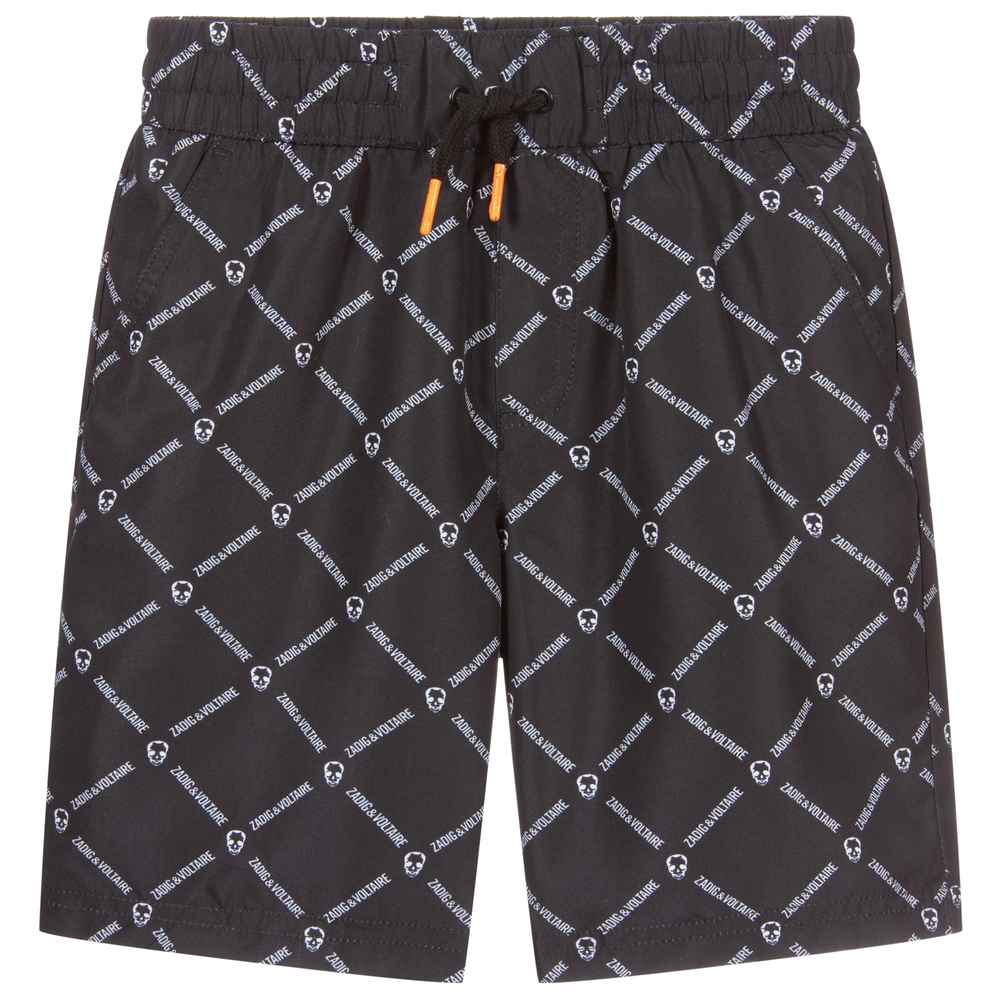 Zadig&Voltaire - Black Logo Print Swim Shorts | Childrensalon