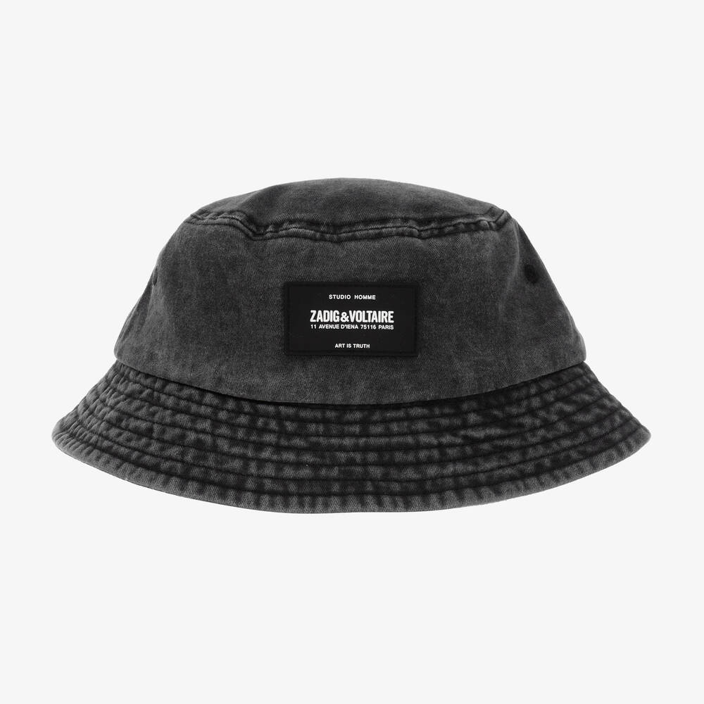 Zadig&Voltaire-Boys Black Washed Denim Bucket Hat | Childrensalon Outlet