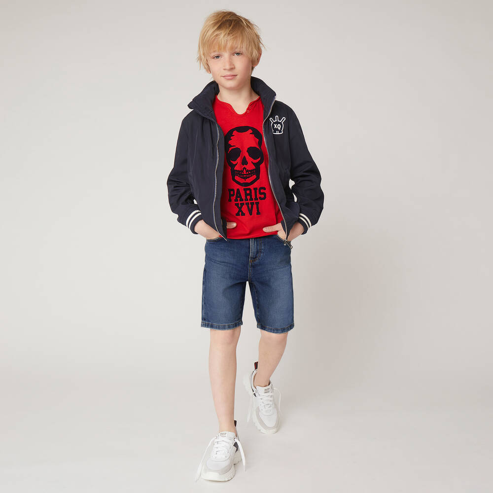 Zadig&Voltaire-شورت قطن دنيم لون أزرق داكن للأولاد | Childrensalon Outlet