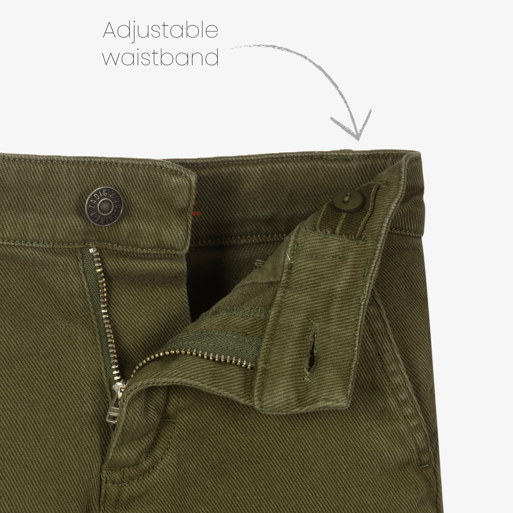 Zadig&Voltaire-شورت برمودا قطن تويل لون أخضر كاكي للأولاد | Childrensalon Outlet