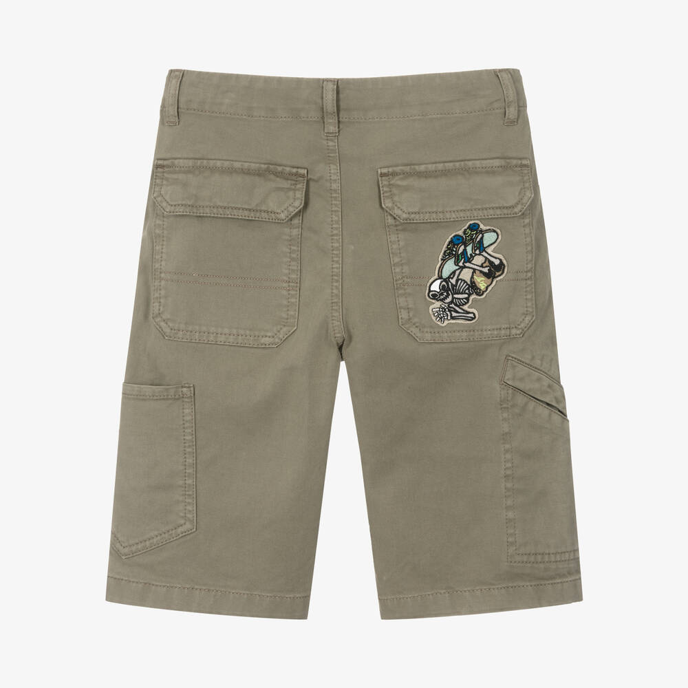 Zadig&Voltaire-Boys Khaki Green Cotton Cargo Shorts | Childrensalon Outlet