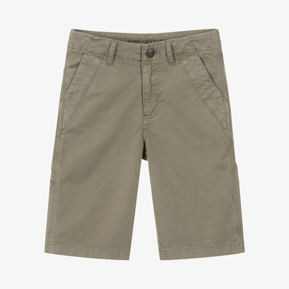 Zadig&Voltaire - Khakigrüne Baumwoll-Cargo-Shorts | Childrensalon