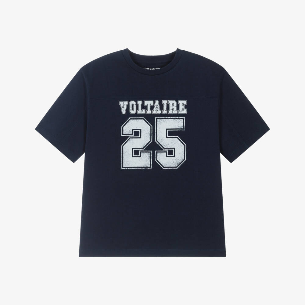 Zadig&Voltaire-تي شيرت كحلي قطني للأولاد بأسلوب الفارسيتي | Childrensalon Outlet