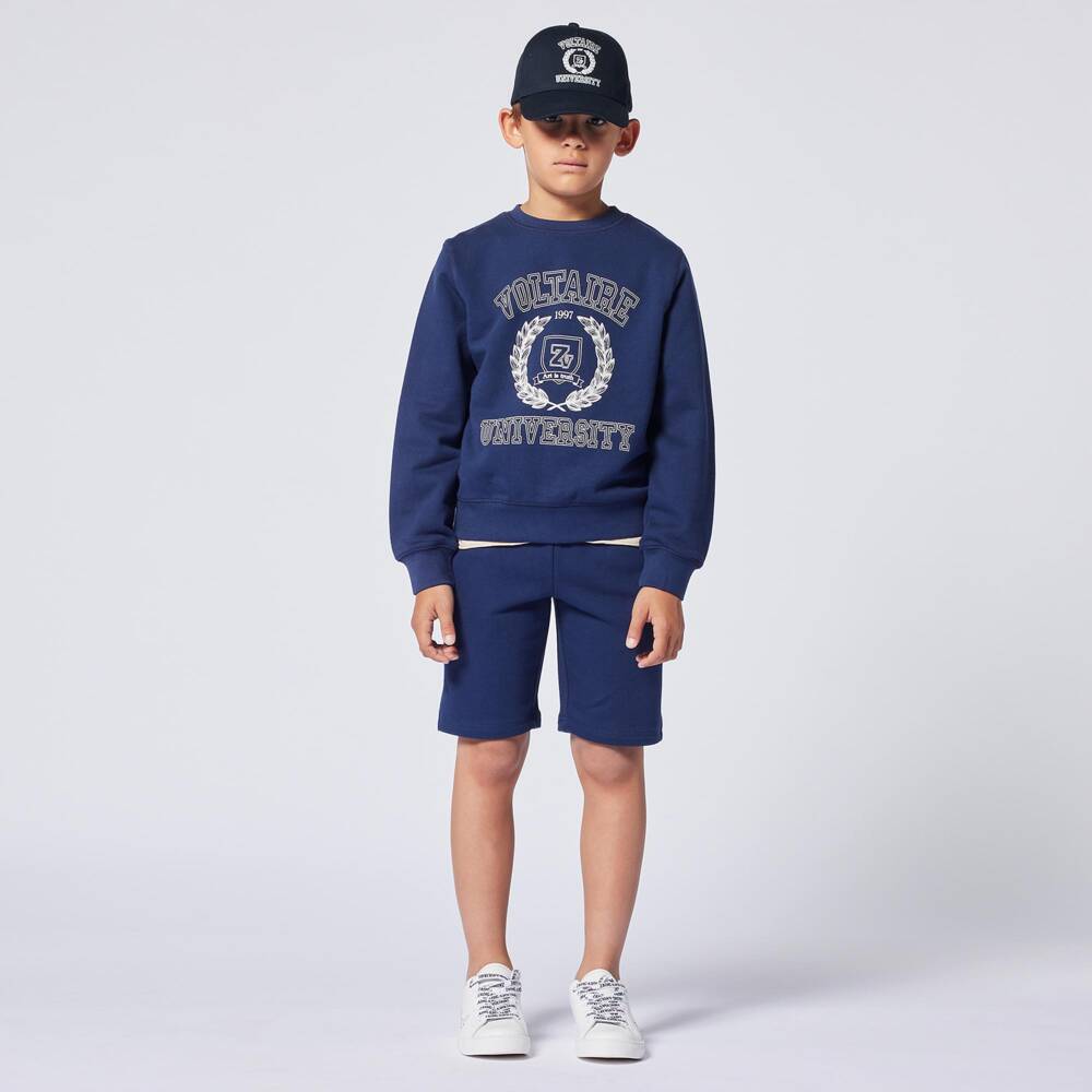 Zadig&Voltaire-Boys Varsity Navy Cotton Shorts | Childrensalon Outlet