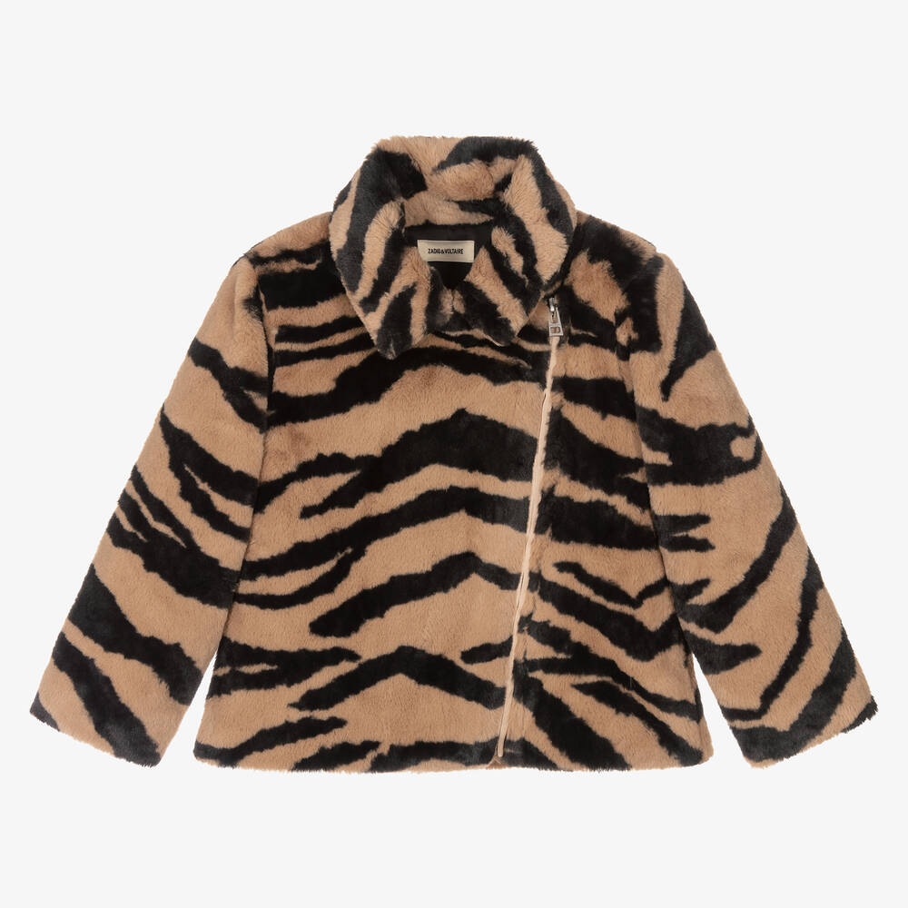 Zadig&Voltaire - Brown Zebra Faux Fur Jacket | Childrensalon