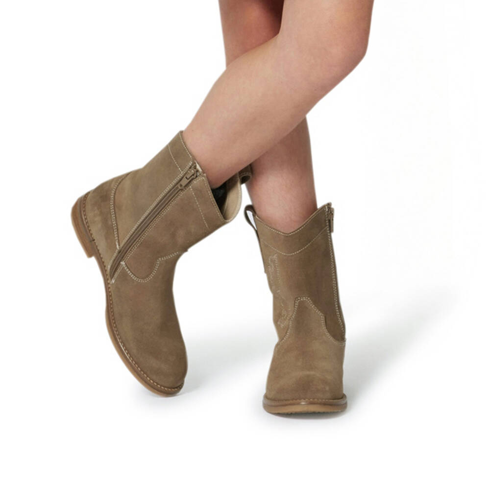 Zadig&Voltaire-Girls Beige Suede Leather Cowboy Boots | Childrensalon Outlet