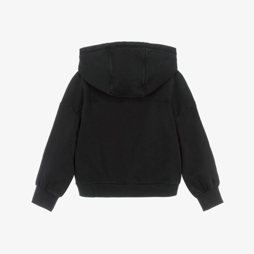 Zadig&Voltaire-Girls Black Cotton Hoodie with Diamanté Wings Logo | Childrensalon Outlet